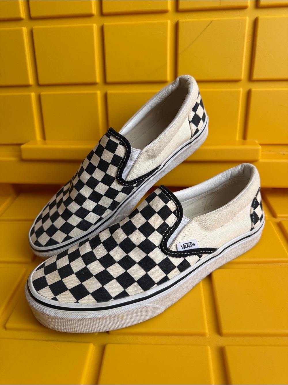 Vans Checkerboard Slip-On Sneakers - Black & White